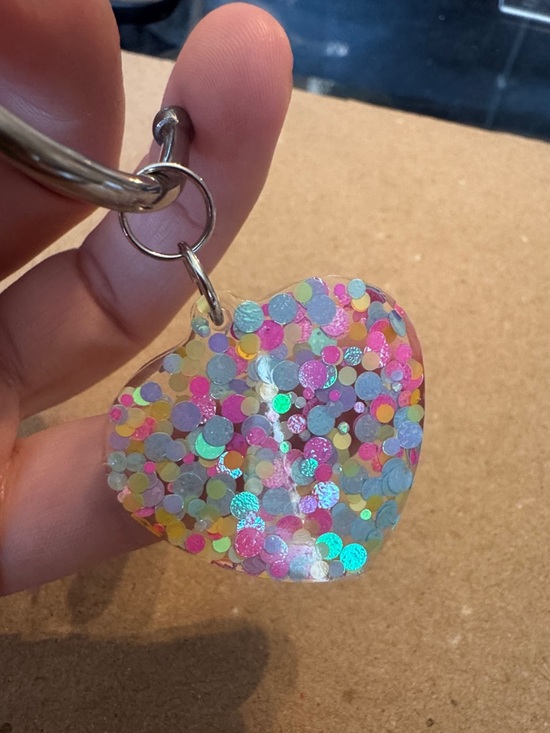 Other - Unbranded Pink Multi-Confetti Heart Pet ID Tag Keychain